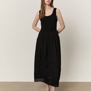 [아떼 바네사브루노] [스테디셀러] 블랙 자수장식 면 민소매원피스 WVDR5B301BK