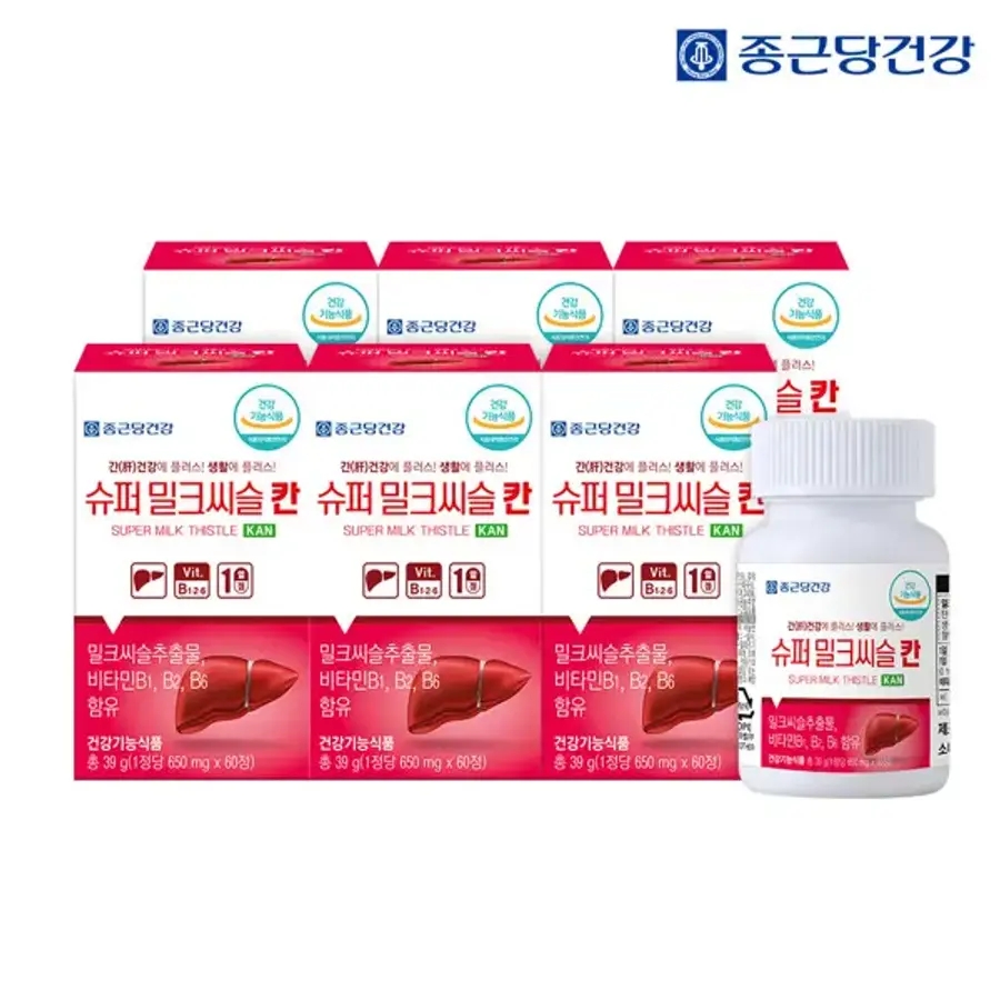 [종근당건강] 슈퍼 밀크씨슬 칸 6병 <b>간 건강</b> 비타민 / 총 12개월분