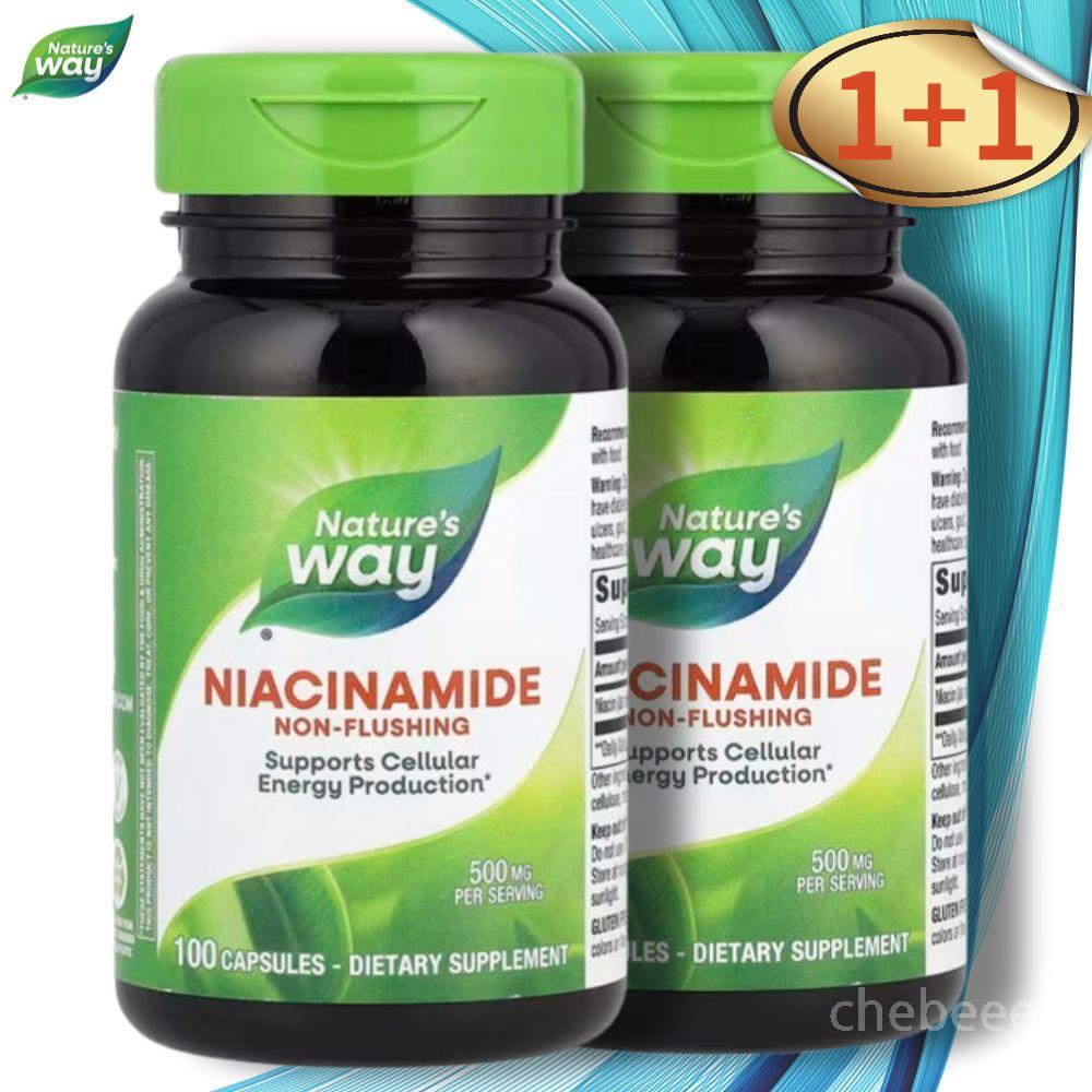 네이쳐스웨이 <b>홍조</b> 없는 나이아신 니아신 아마이드 500mg 100캡슐 2병 Niacin  100정