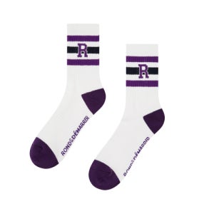 [론앤디마리] [남녀공용] 컬러블록 R자수 중목 양말 (퍼플) RD25_LACC013PP