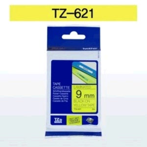 브라더 라벨테이프 TZ-621 9mm (노랑바탕 흑문자)