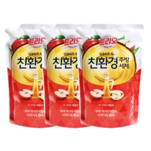트리오 발효식초담은 친환경 주방세제 싱그러운 애플향 1.2L 리필x3개묶음