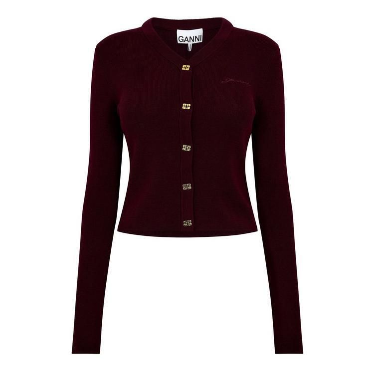 가니 리브드 가디건 니트웨어 Rib Cardie Ld61 50000808 150292408