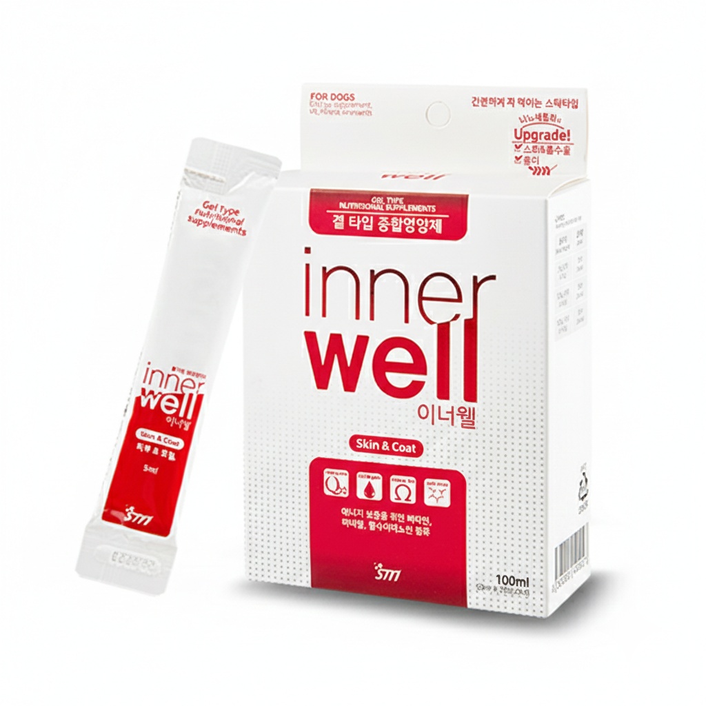 <b>이너웰</b> 스틱 스킨 앤 코트 피부모질 강아지 겔타입 종합영양제 100ml(빨강)