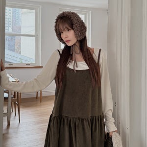 엔느비 벨벳 레이어드 셔링 뷔스티에