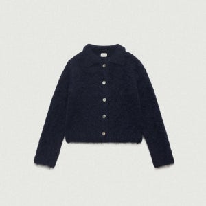 [더바넷] Susie Alpaca Polo-Collar Knit Cardigan_Navy