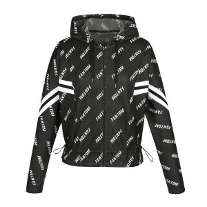 [팬텀] 여성 로고 자카드 후드 집업 티셔츠 221B1TF067_BK