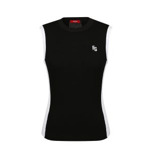 [팬텀] 여성 허리 배색 스카시 조직 니트 베스트 222B1SV951_BK