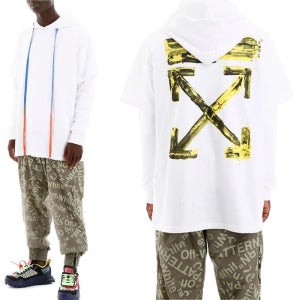 오프화이트 19FW OMAB033F19185010 롱슬리브 로고 후드 티셔츠(화이트)