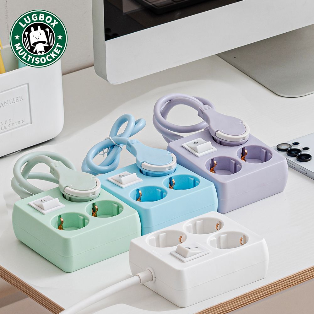 러그박스 납작 <b>멀티</b>탭 디자인 인테리어 플러그 고용량 <b>멀티</b>콘센트 사각 <b>미니</b> 3구 50cm 5컬러