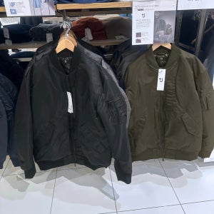 유니클로 x 질샌더 남성용 하이브리드 다운 오버사이즈 패딩 자켓 MA-1 MA1 데일리 점퍼 485339