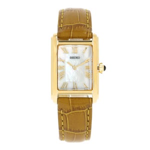 세이코 여성 가죽 손목 시계 클래식 스퀘어 SWR100P1