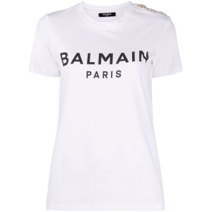 발망 button embellished logo print T shirt TP720985