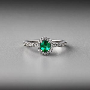 클래식 헤일로 에메랄드 천연 다이아몬드 반지