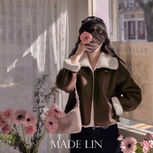 [신상특가 1만원 할인]MADE LIN[브라운컬러] 리볼드 하이넥 러블리 빅카라 무스탕[size:F(55~66반]