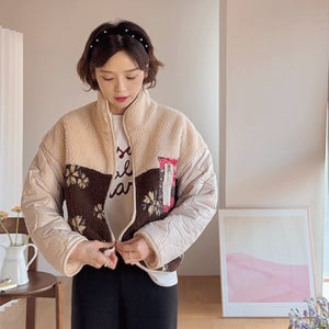 [퍼안감][LABEL] 포근따듯 감성 패턴믹스 페이즐리포인트포켓 플리스점퍼 [size:F(55~66반)]