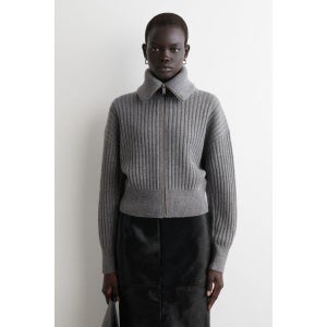 코스 리브드 메리노 울 재킷 그레이 멜란지 7292264