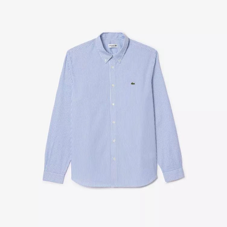 라코스테 레귤러 핏 스트라이프 화이트 셔츠 레귤러핏 코튼 Regular Fit Striped Cotton Shirt White 30672301 150354210