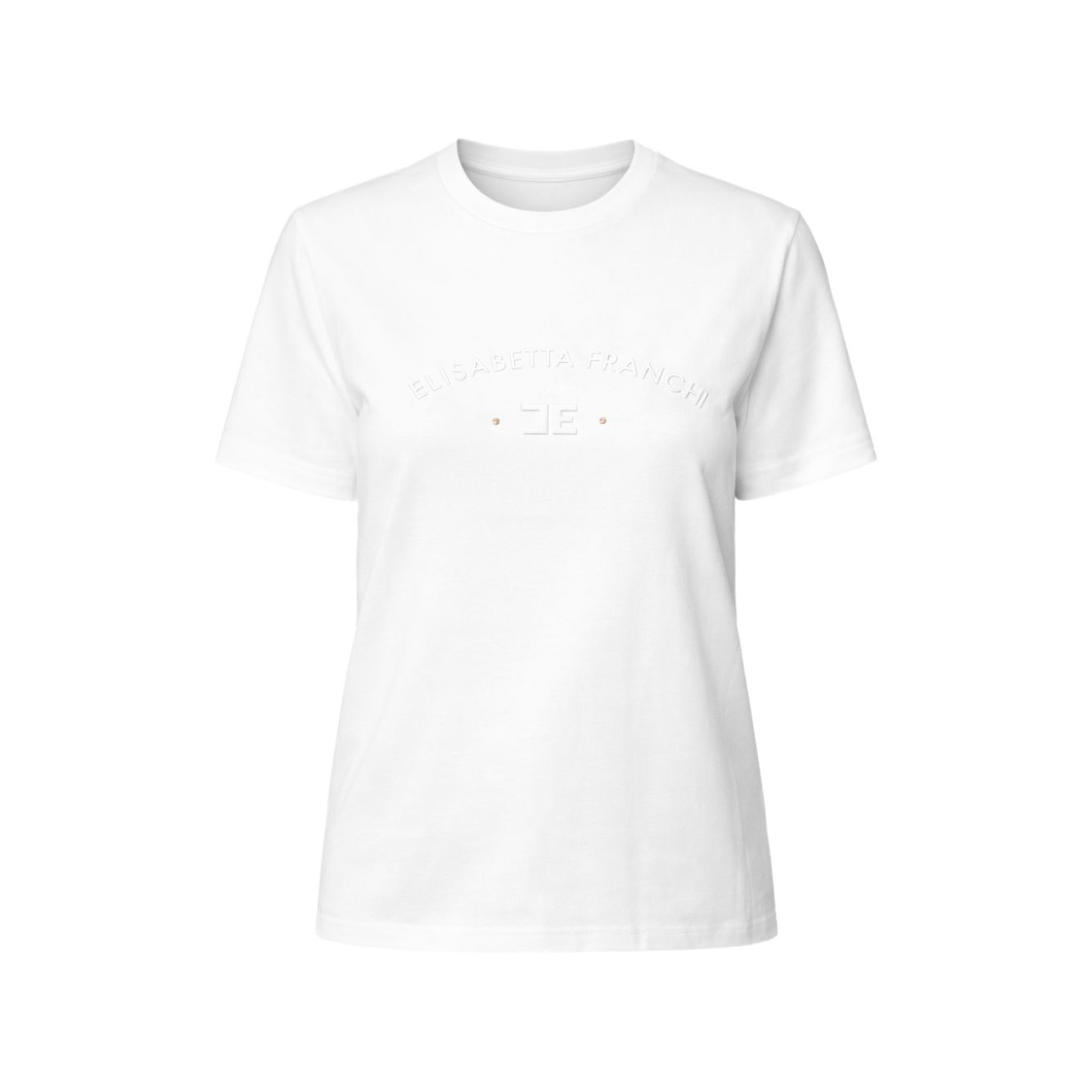 엘리자베타프랜치 CHAIN DETAIL AND LOGO PRINT COTTON T SHIRT MA01761E2