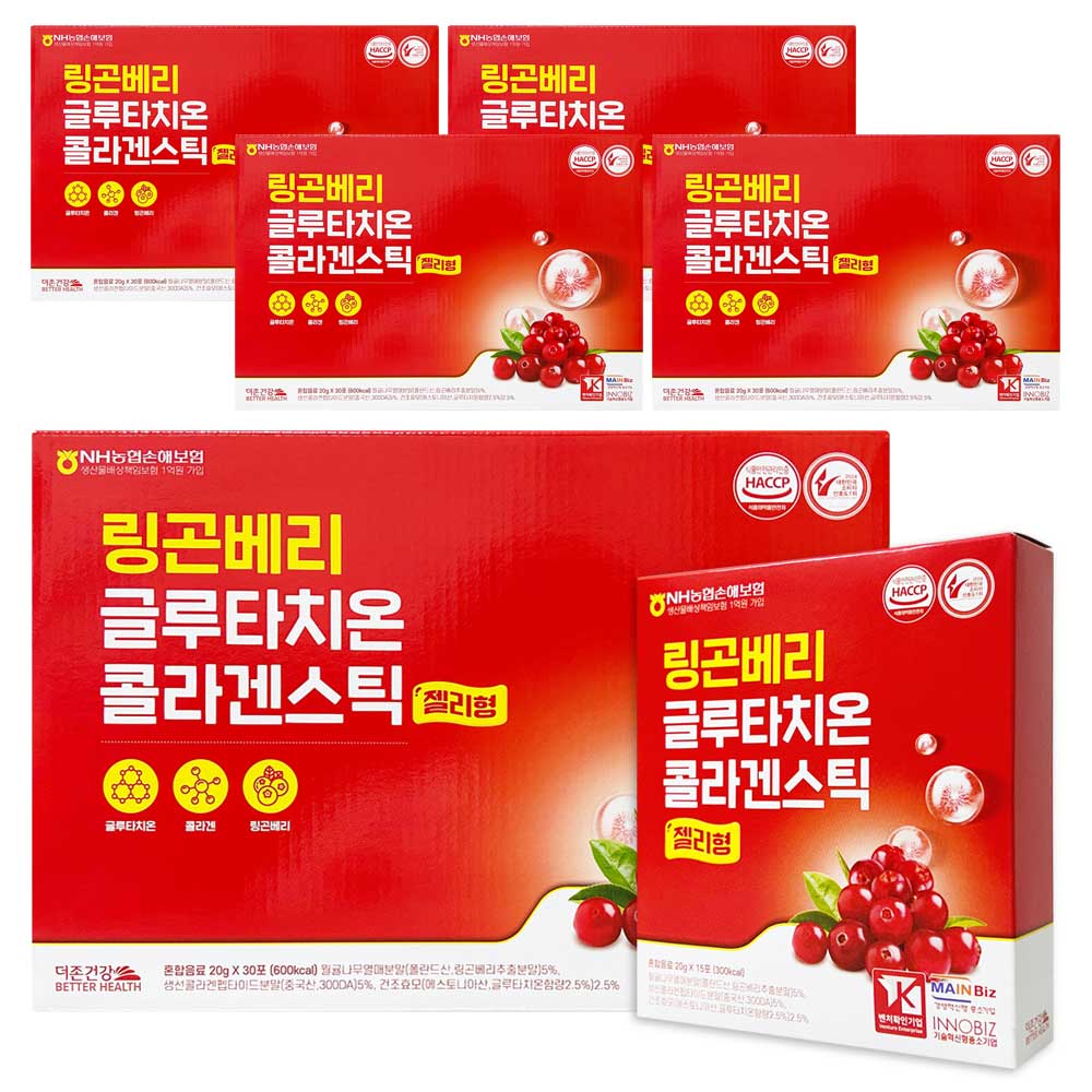 더존건강 링곤베리 글루타치온 콜라겐 스틱 젤리형 30포, 6개