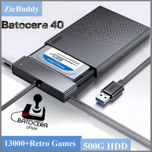 레트로 게임 바토세라 40 리눅스 500G HDD 콘솔, PS3, PS2, PS1, Wii, WiiU, DC, N64 및 윈도우 PC용 13000개 이상의 고득점 게임 탑재