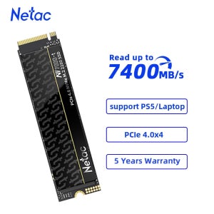 Netac SSD NVME M2 내장 솔리드 스테이트 하드 드라이브, 플레이스테이션 5 노트북용 방열판 포함, PCIE4.0 SSD 1TB, 7400 MB/s, 512GB, 2TB