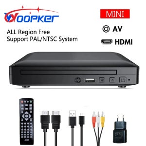 Woopker 미니 DVD 플레이어, HD 및 RCA 케이블 포함, 1080P PAL/NTSC USB 2.0 휴대용 CD 플레이어, 가정 여행 지역 무료, M218