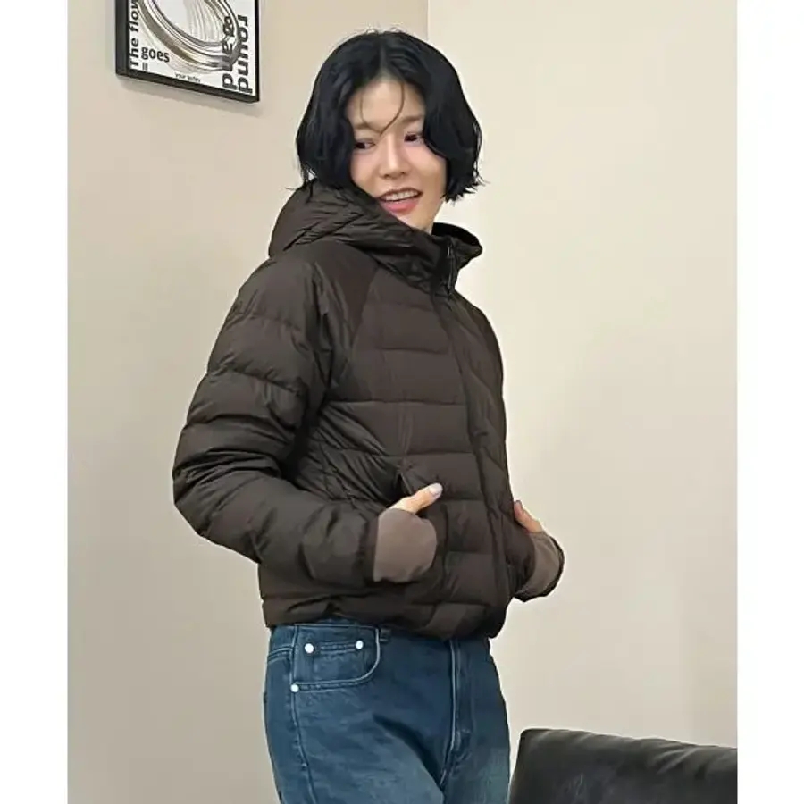 커스텀어클락 COSTUME O’CLOCK [우먼] [덕다운ver.] 라이트웨이트 후드 덕다운 패딩 자켓 브라운 COWJP001