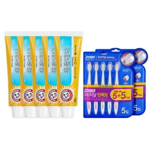 기타 암앤해머 오리지날 치약 150g x5 + 애경 2080 칫솔 10입 (12442226)