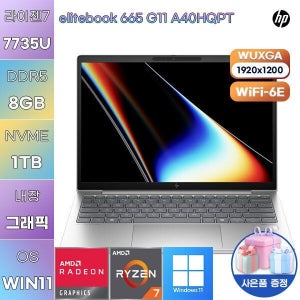 HP 엘리트북 665 G11 A40HQPT R7-7735U Radeon 680M 8GB 1TB WIN 11 PRO 사무용 업무용 노트북