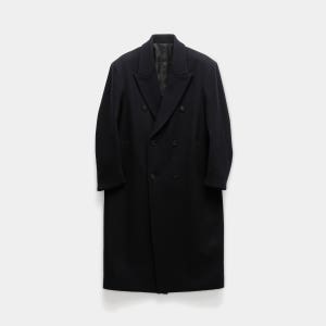 [쿠어] 텍스처드 울 맥시 더블 코트 (다크네이비)