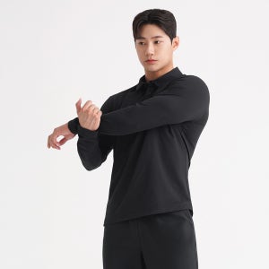 중독 컴포트 카라 피트니스 티셔츠(롱 런닝 면티 슬리브) 블랙