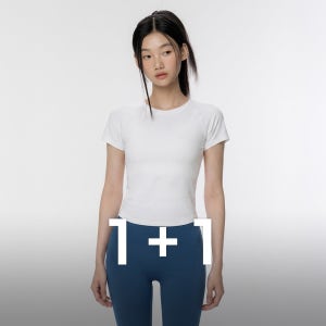 연예인운동복 에어프레쉬 휘트니스복 슬림 반팔티셔츠 레이어드티 1+1