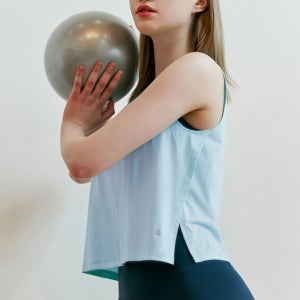 에어프레쉬 조깅 액티브웨어 사이드 슬릿 나시 소프트블루 끈나시