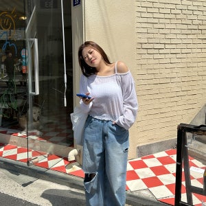 [EVELLET]포미안 린넨 시스루 크롭 티셔츠