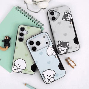 셰이플리,HI 왕왕귀여워 발라당 맥세이프호환 슬라이드 카드 범퍼 폰케이스
