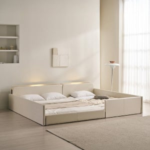 삼익가구 해온 LED 벙커 저상형 가죽 패밀리 침대 SS+Q(65T유로탑매트)