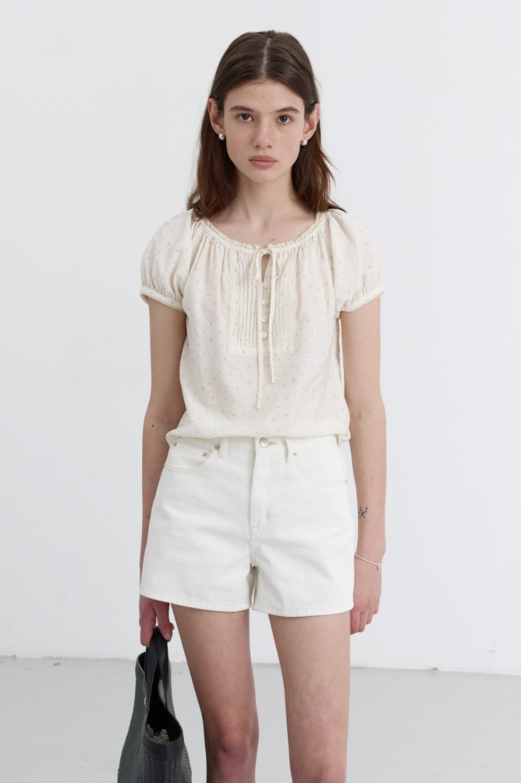 2-WAY SHIRRING BLOUSE IVORY SKY BLUE,UDBL5B223IV