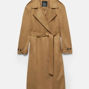 풀앤베어 페이크 스웨이드 트렌치코트 벨트 카멜 7800/360 BRONZE