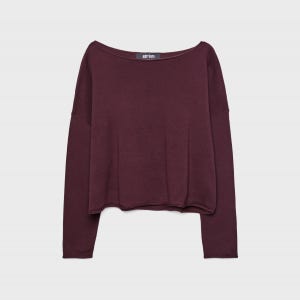스트라디바리우스 트렌디 보트넥 크롭 니트 스웨터 8532/600 BURGUNDY