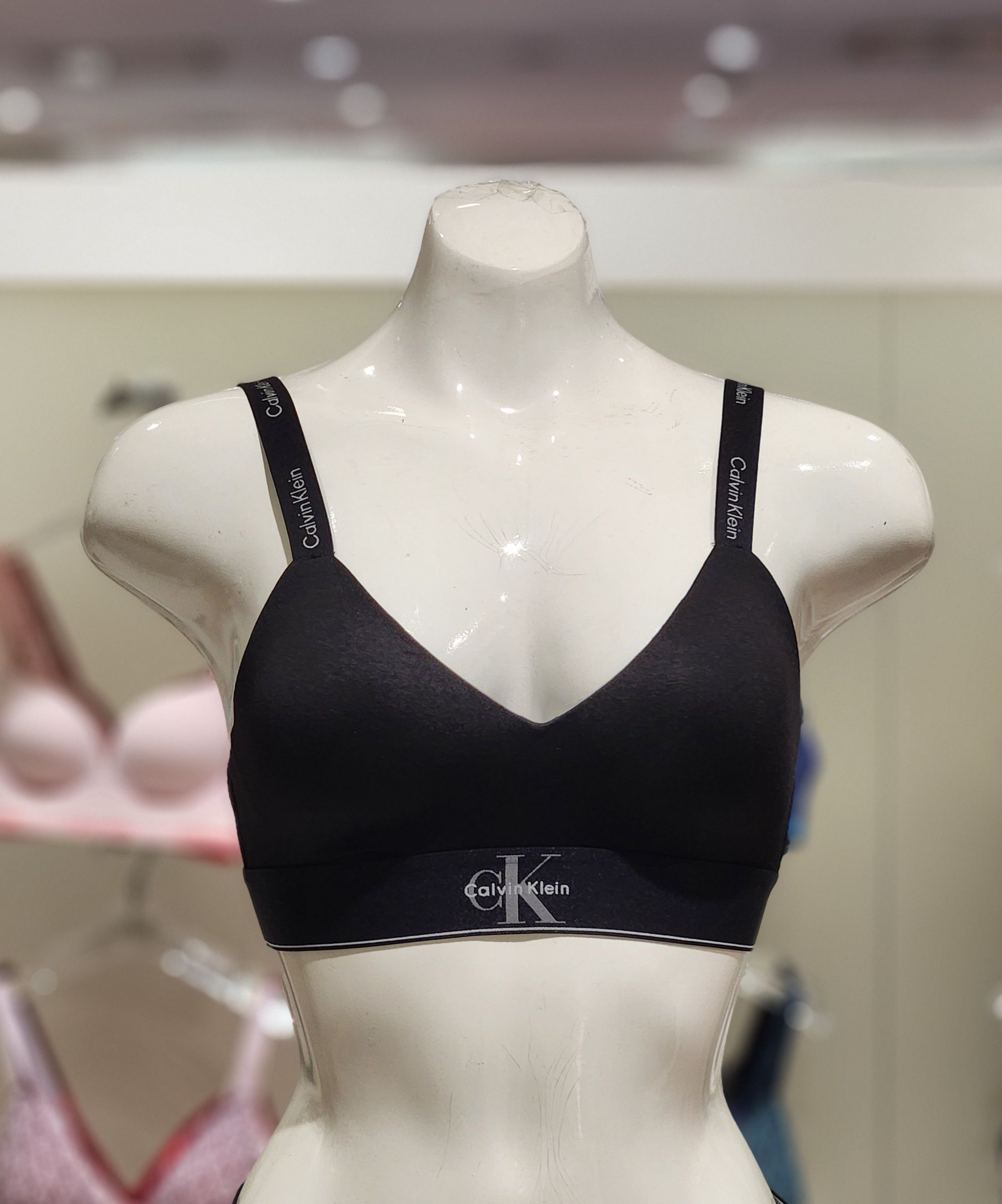 Calvin Klein Underwear 그래픽 마이크로 훅 앤 <b>아이</b> 브라렛 QF8877AD