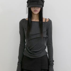 [플레어업] Layered Bustier Long Sleeve (FL-105_Charcoal) FL-105_Charcoal