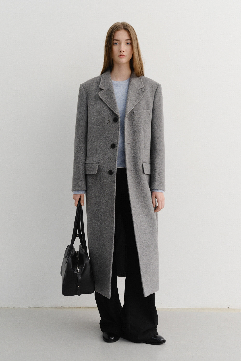 [던스트] UNISEX 2-WAY 3 BUTTON CASHMERE COAT MELANGE GREY UDCO5D121G2 - 그레이