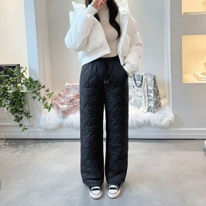 내일도착 와이드팬츠 [신상/너무따뜻해!]블레스유 일자핏 와이드 패딩바지 허리밴딩 2WAY 조거팬츠 누빔 겨울바지