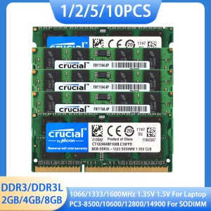 Crucial 노트북 DDR3 DDR3L RAM 8GB 4GB 2GB 1066MHz 1333MHz 1600MHz PC3L-12800 10600 8500 SODIMM 메모리 노트북용