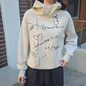 드로잉나염 콤비 후드티셔츠