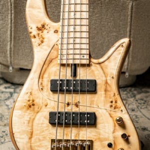 Fodera Emperor 5 Standard Special LTD-Poplar Burl Top w/Birdseye Maple Fingerboard & Trans Pickguard