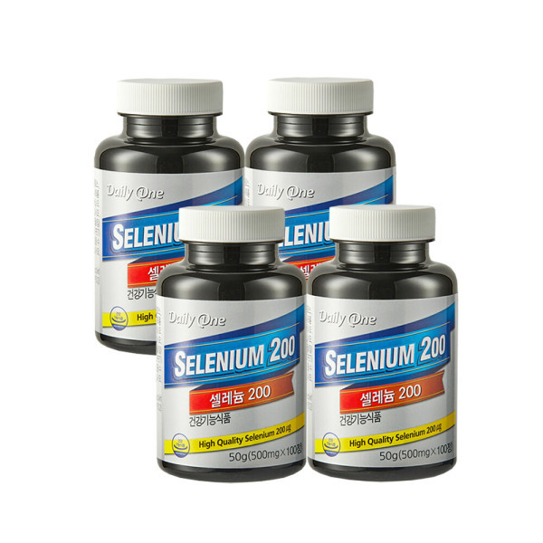 데일리원 미국직수입 <b>셀레늄</b>200 100정 X 4개 고함량 셀렌