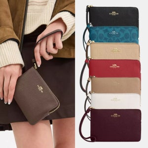 코치 스냅 월렛 지갑 코너 지퍼 리스틀릿 파우치