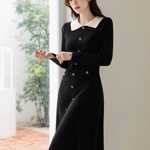 [편안함/몸매보정/세련미]사리엔 배색 니트 원피스[단독특가]